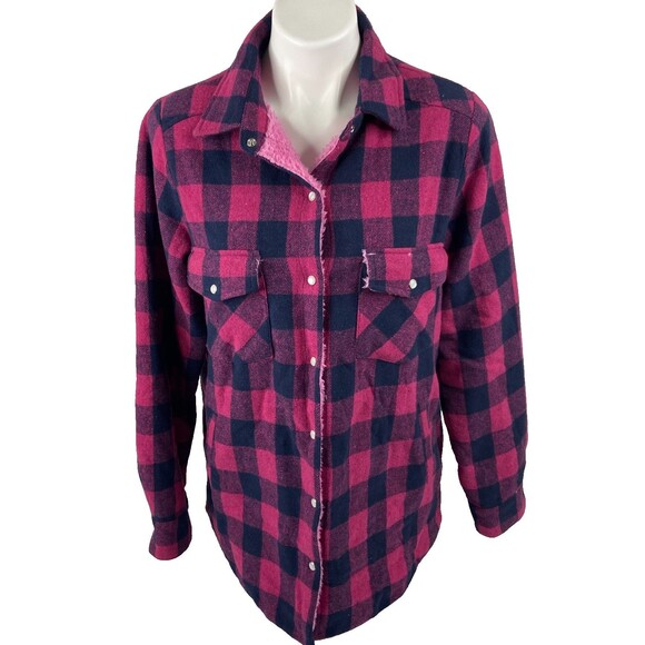 Blu Ivy Jackets & Blazers - Blu Ivy Women Small Red Buffalo Plaid Jacket Pink Sherpa Lined Heavy NWT